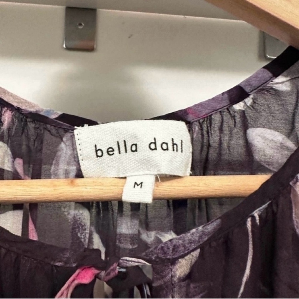 💜 NWT! BELLA DAHL Plum Floral Long Sleeves Smocked Back Maxi Dress - Size Medium - Picture 5 of 8